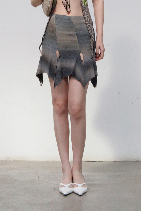 RUI Space Dyed Rib Low Waist Skirt RSS23KN05 Nightfall Black Gray Gradient